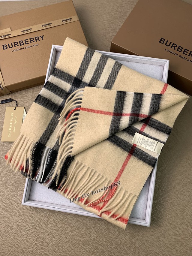 BURBERRY專櫃經典羊絨系列巴寶莉經典款水波紋小格紋混絨圍巾男女款圍巾披肩 mmyj1388